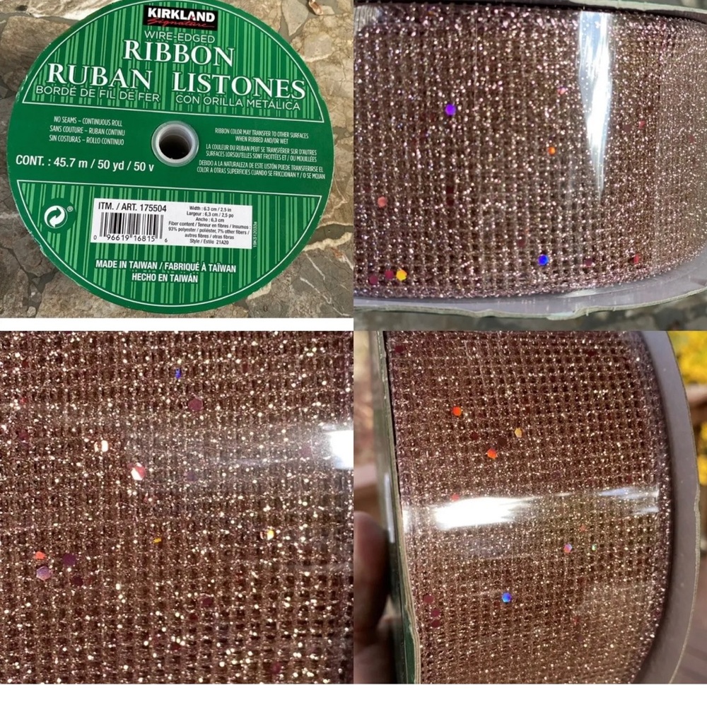 Kirkland 2.5” Wide Vintage Rose Gold Mesh Ribbon wired. 50 yard roll